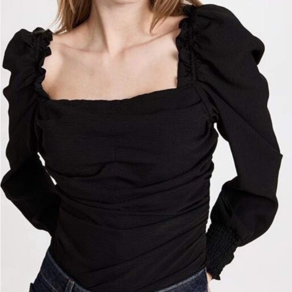 ASTR The Label Black Puff Sleeve Blouse
